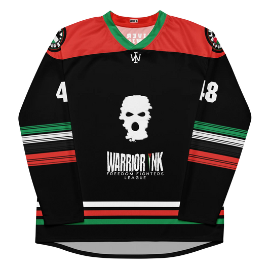 Palestine jersey with keffiyeh detail by Warrior Ink Apparel