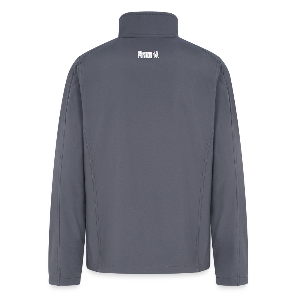 Back view of PALI FACE Palestine soft shell jacket with Warrior Ink Apparel logo