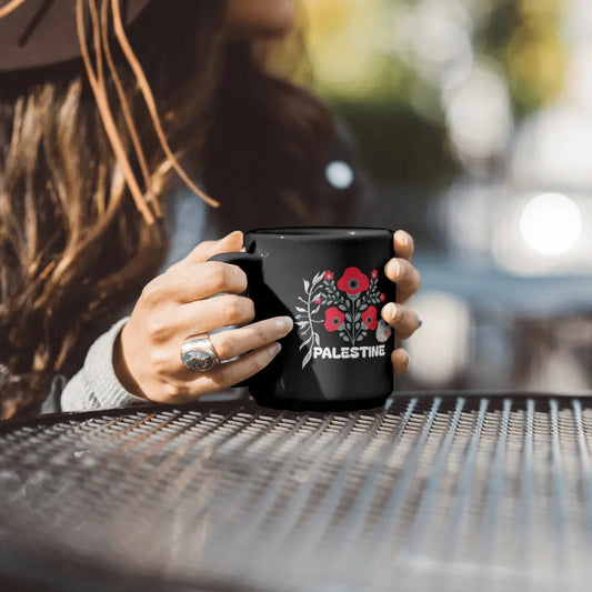 Palestine 11 oz Black Glossy Mug Warrior Ink