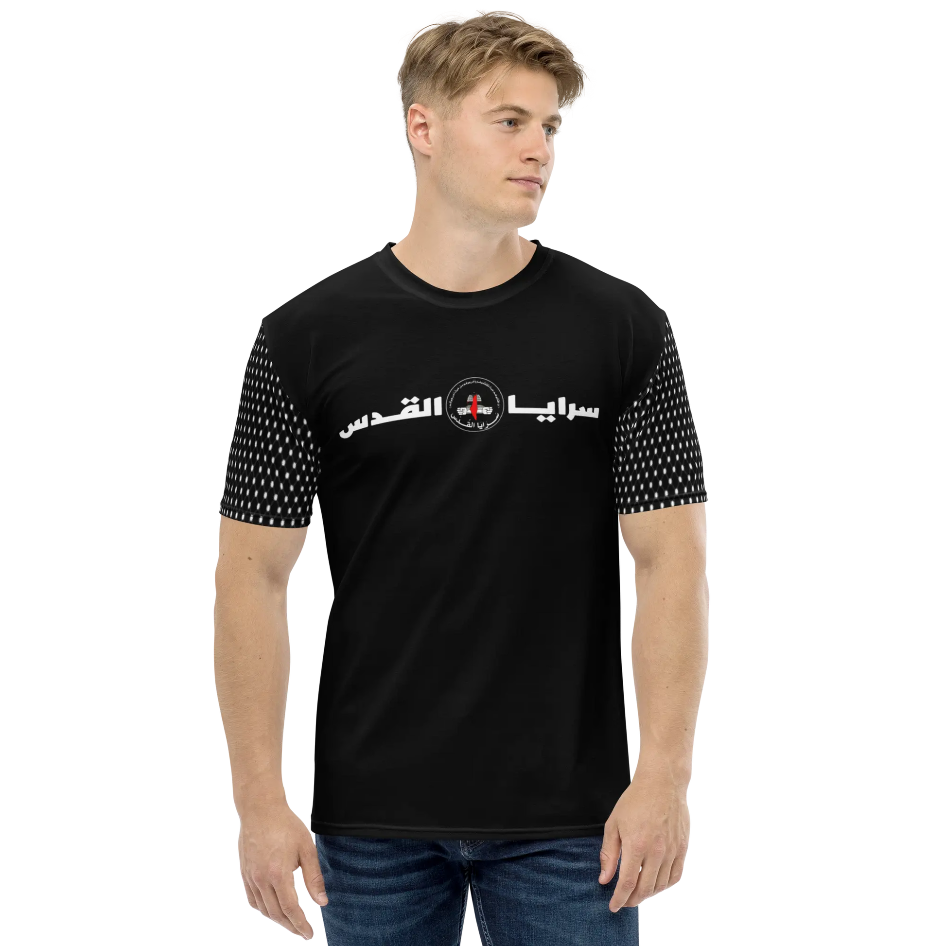 Saraya Brigade Black & White Men’s Tee - Palestine Warrior Ink