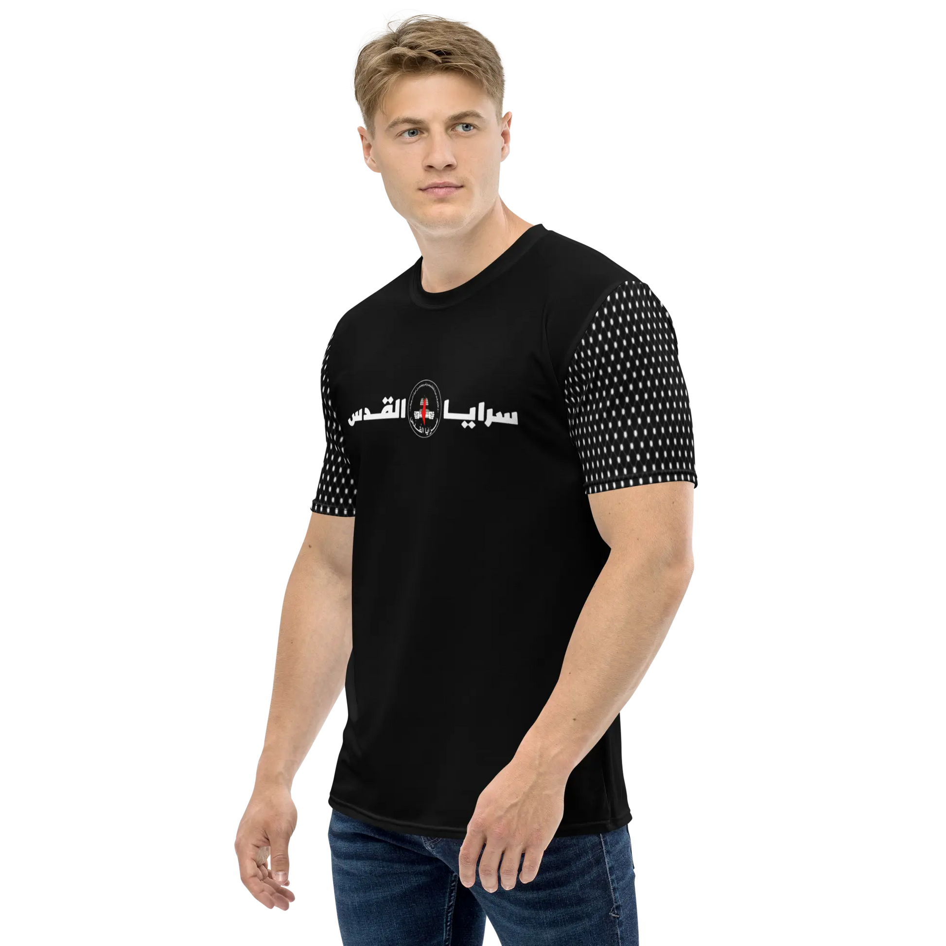 Saraya Brigade Black & White Men’s Tee - Palestine Warrior Ink