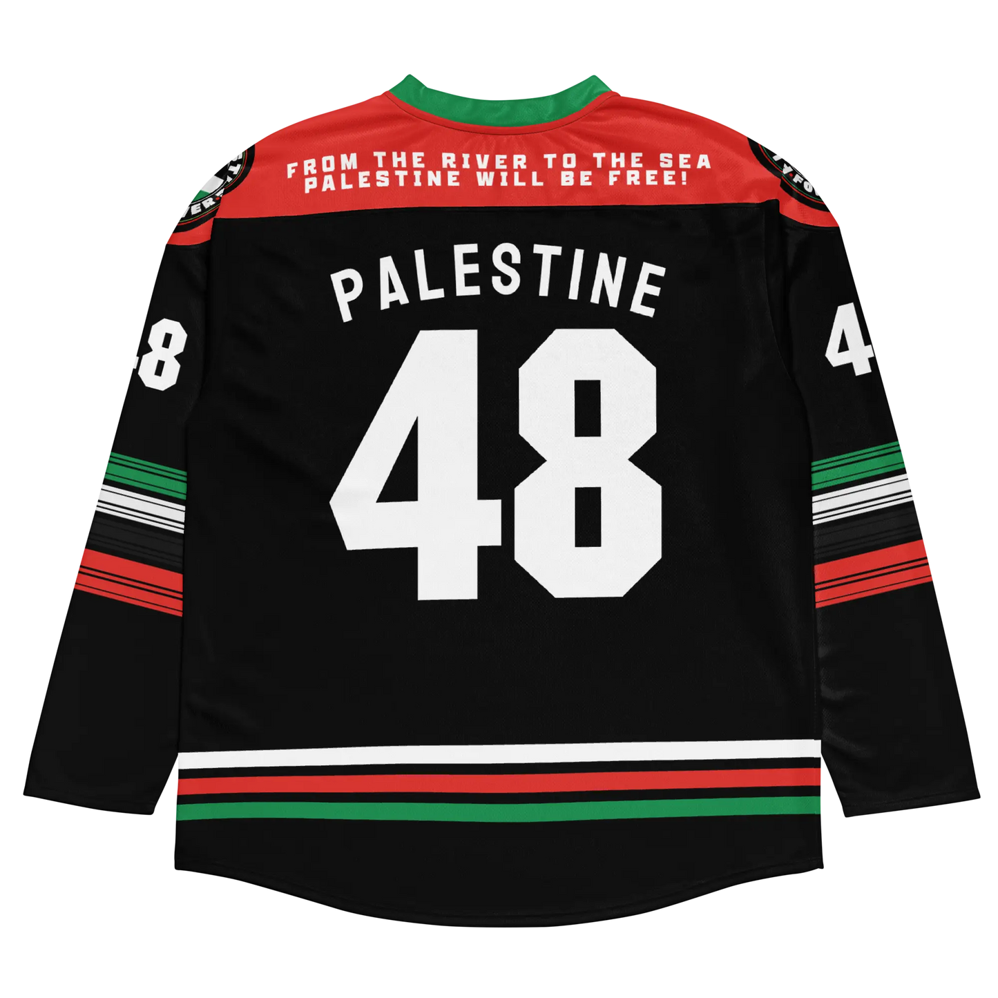 Palestine hockey jersey home in black with customizable name and number