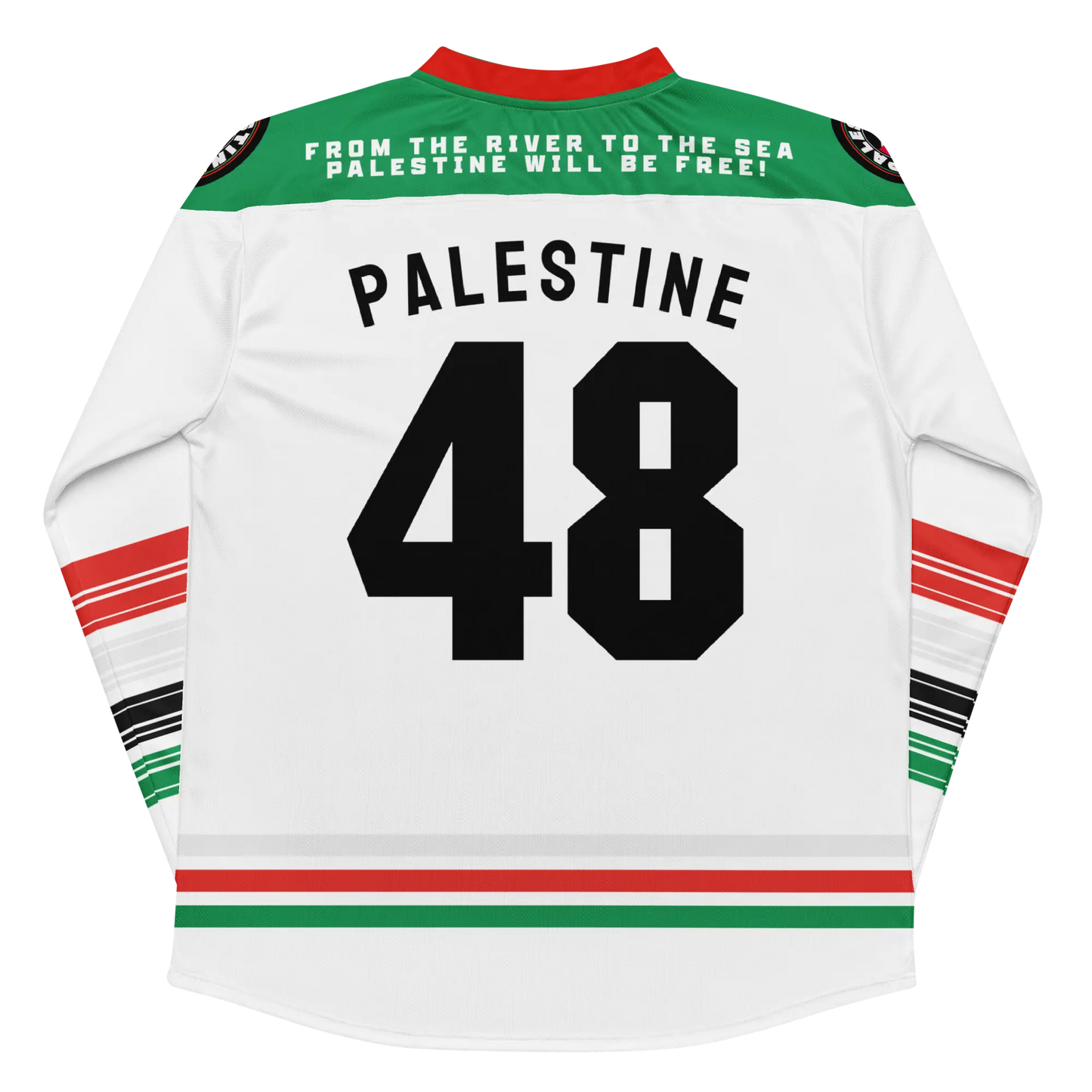 Palestine hockey jersey away in white with name and number customization