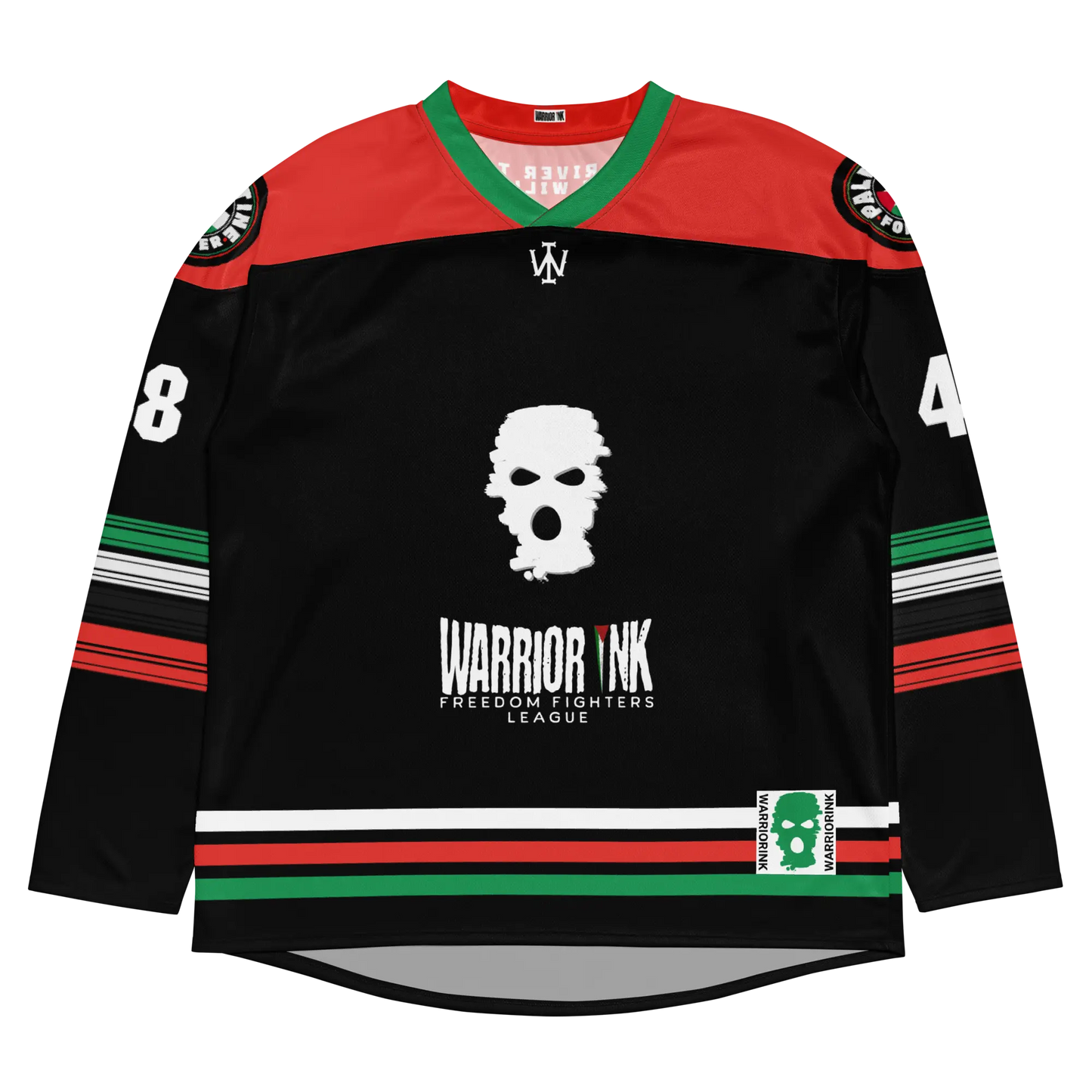 Palestine hockey jersey home in black with customizable name and number