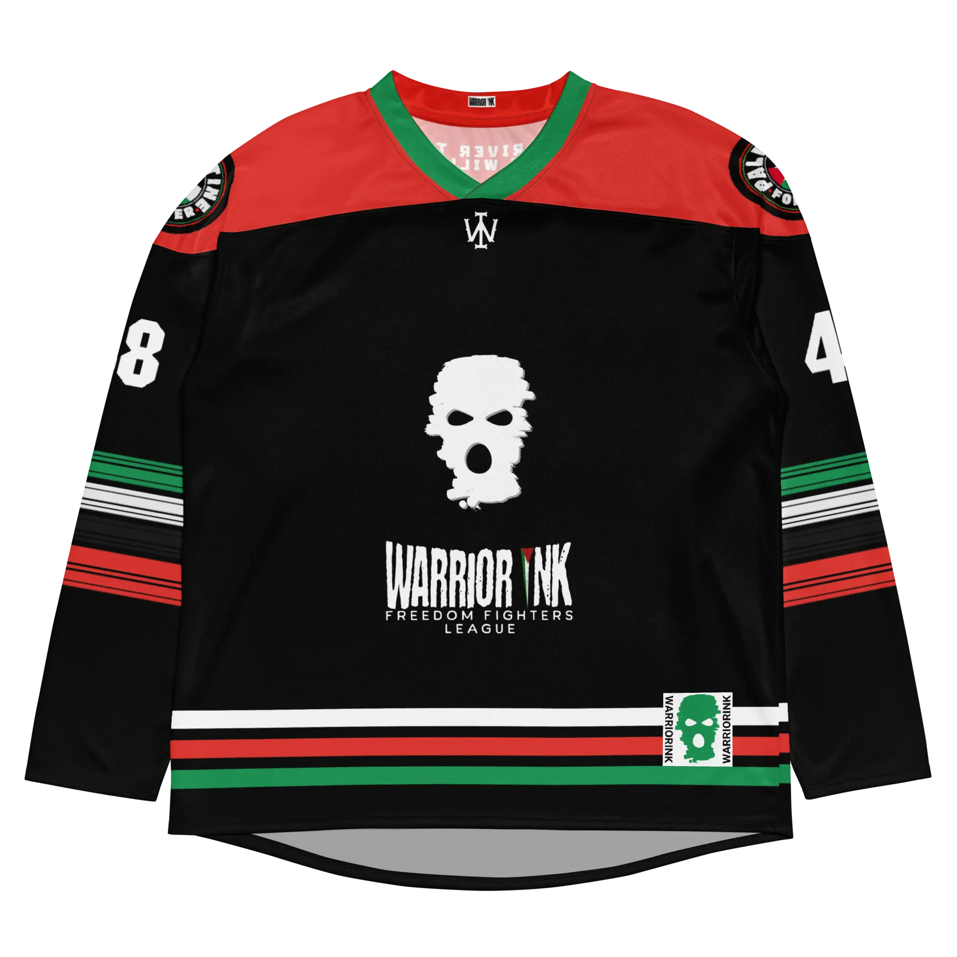 Palestine hockey jersey home in black with customizable name and number