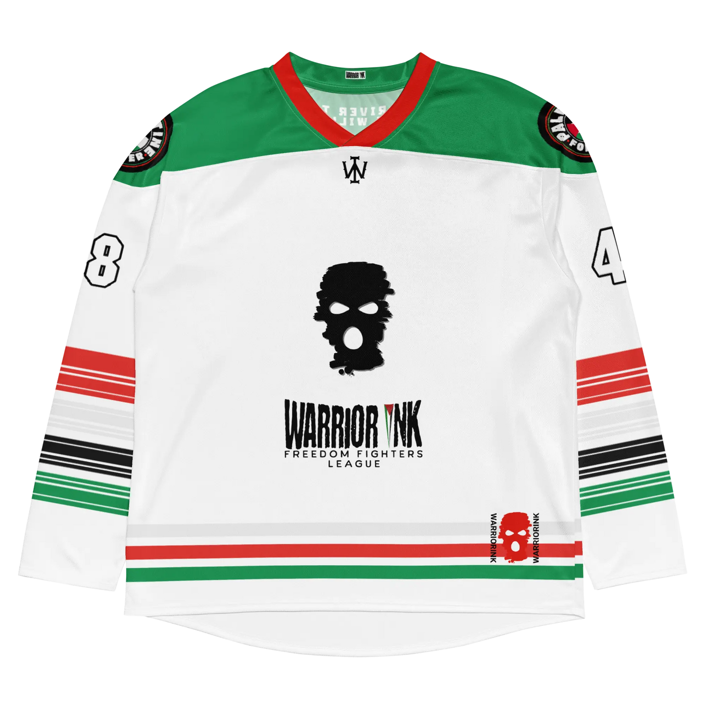 Palestine hockey jersey away in white with name and number customization