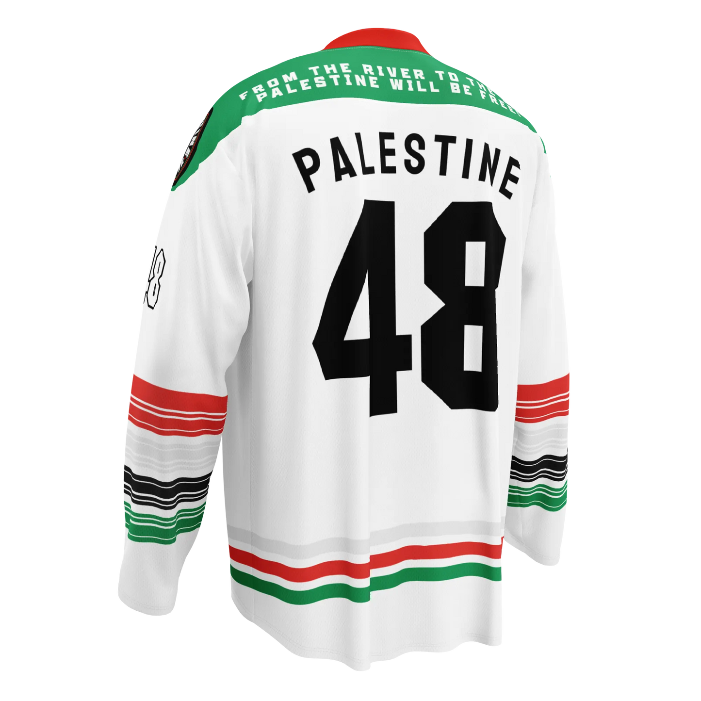 Palestine hockey jersey away in white with name and number customization