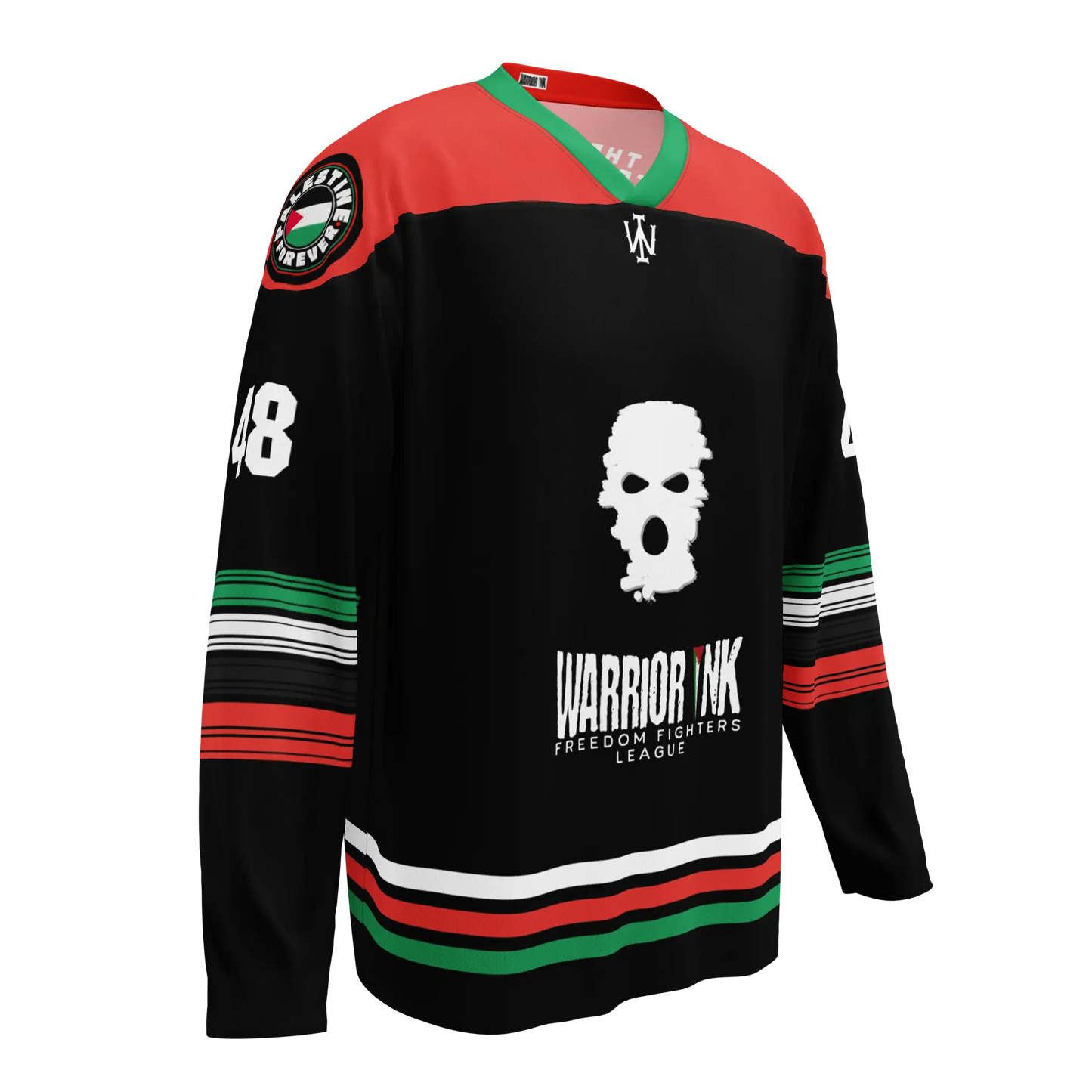 Palestine hockey jersey home in black with customizable name and number