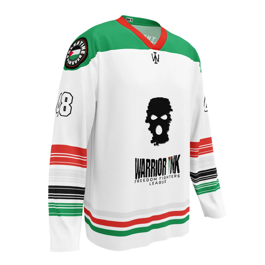 Palestine hockey jersey away in white with name and number customization