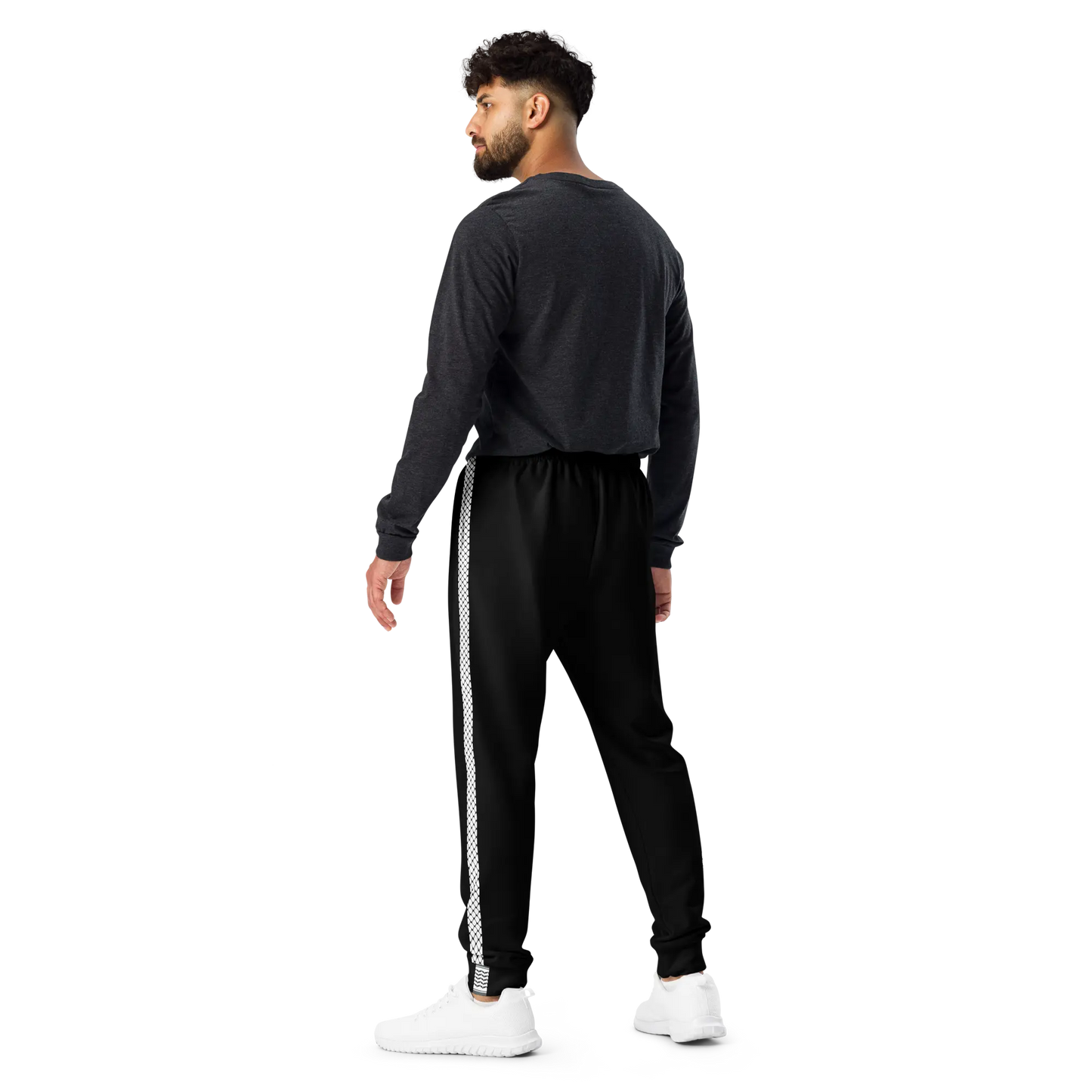 Palestine men’s black keffiyah joggers by Warrior Ink Apparel