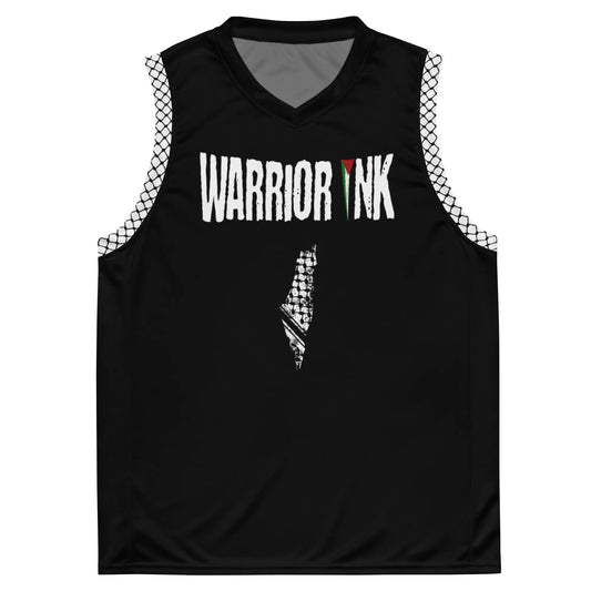 Palestine basketball jersey in black with keffiyeh and map design