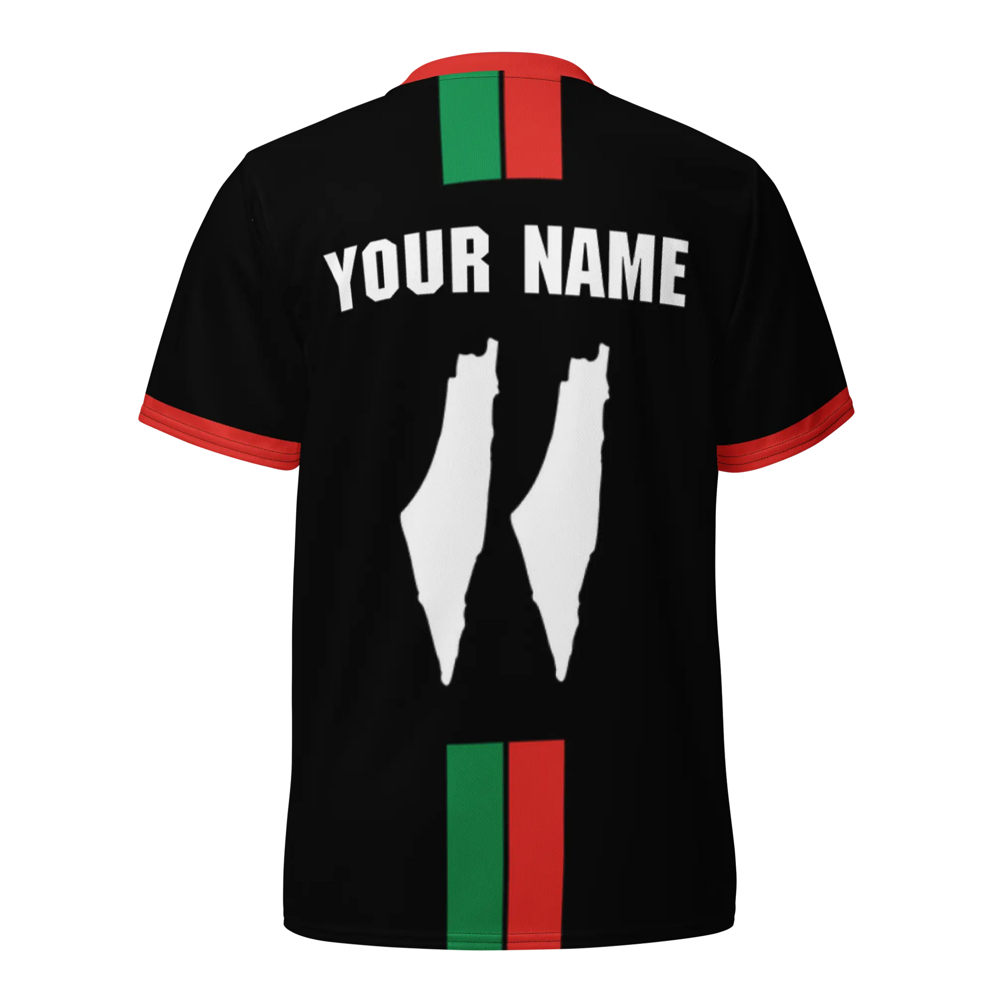 Palestine jersey with flag stripes and customizable back design