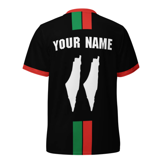 Palestine jersey with flag stripes and customizable back design