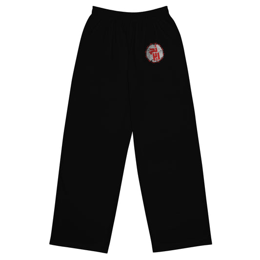 Liberation of Palestine black wide-leg joggers by Warrior Ink Apparel