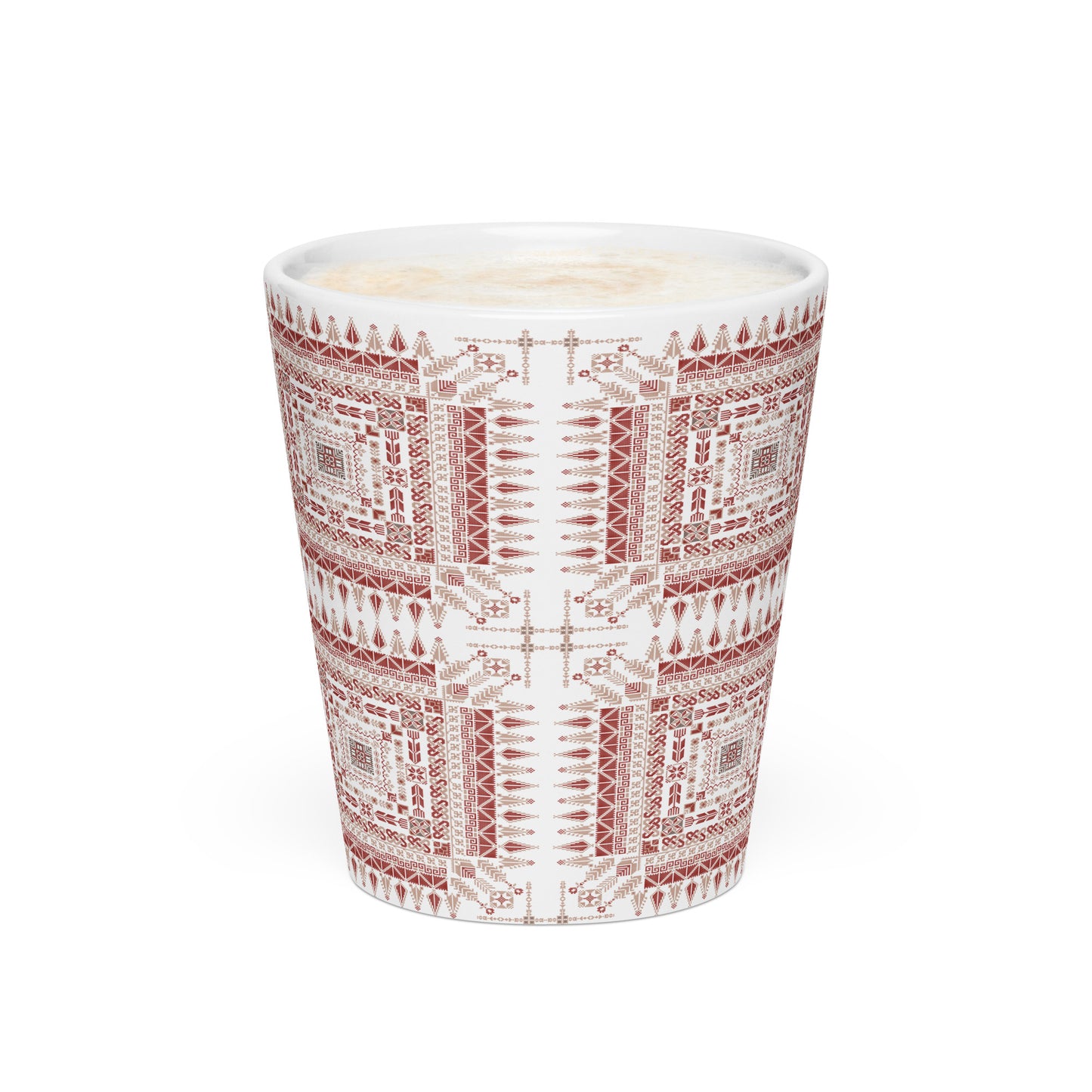 Palestinian tatreez embroidery ceramic latte mug 12 oz by Warrior Ink Apparel