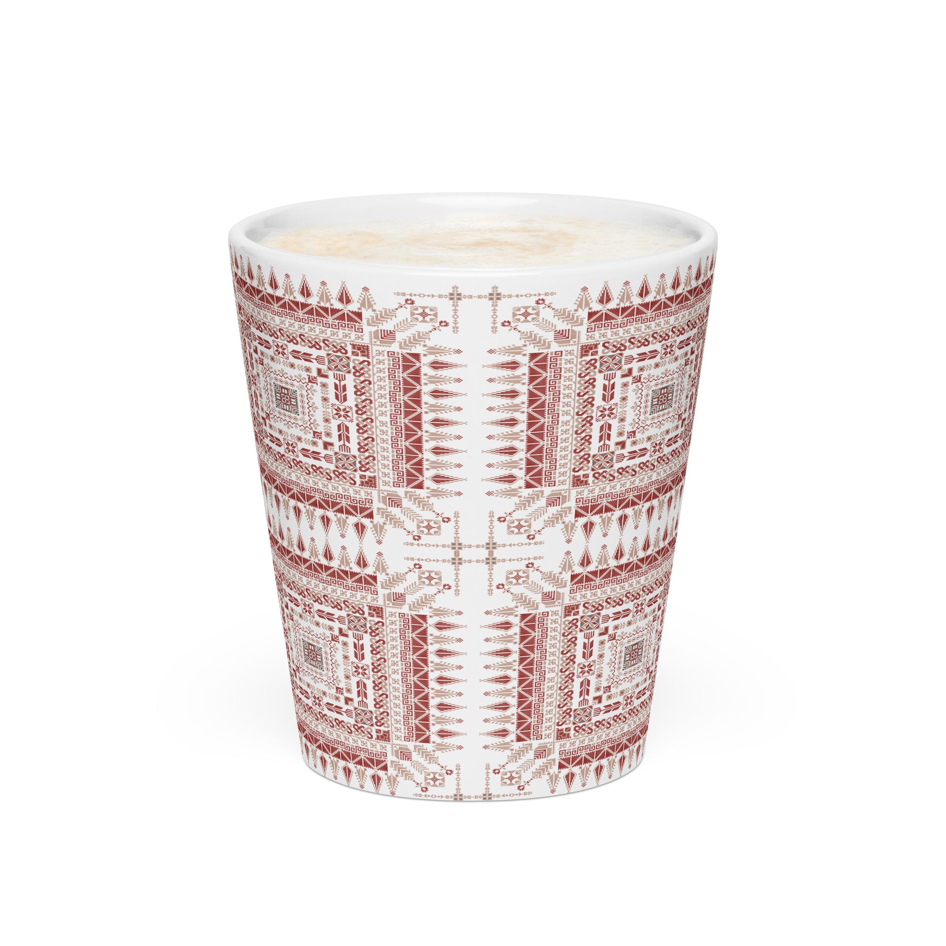 Palestinian tatreez embroidery ceramic latte mug 12 oz by Warrior Ink Apparel