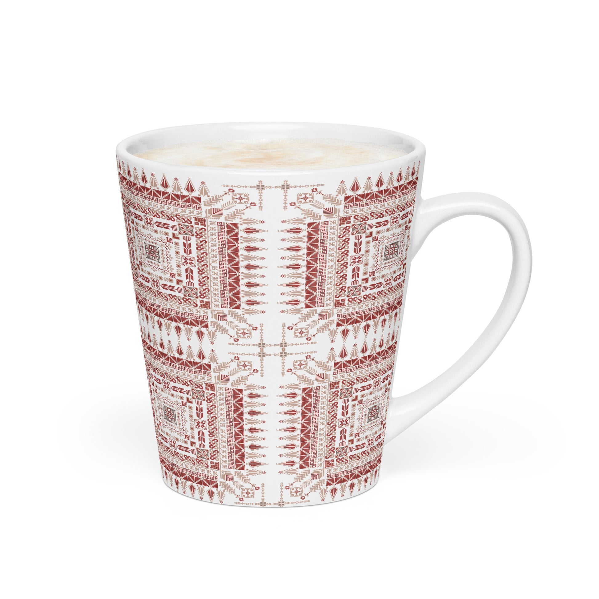 Palestinian tatreez embroidery ceramic latte mug 12 oz by Warrior Ink Apparel