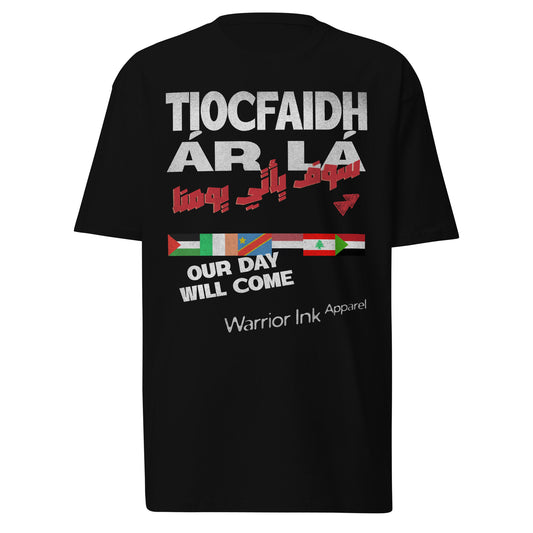 Our Day Will Come Tiocfaidh Ár Lá Free Palestine Heavyweight Tee by Warrior Ink Apparel
