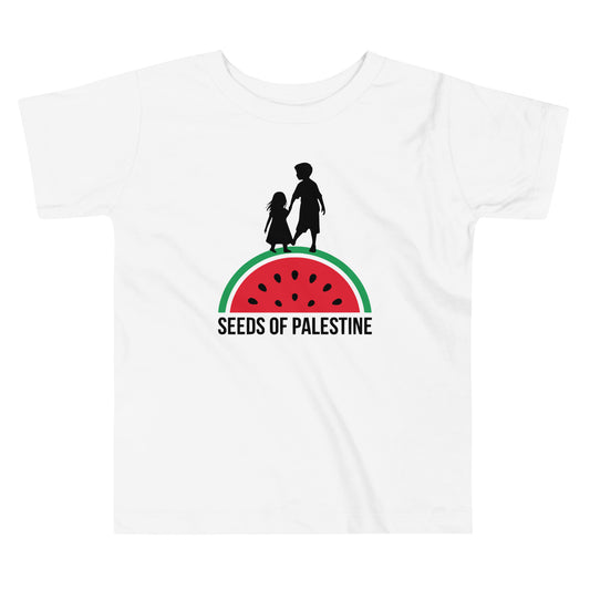 White SEEDS OF PALESTINE toddler Palestine graphic tee by Warrior Ink Apparel