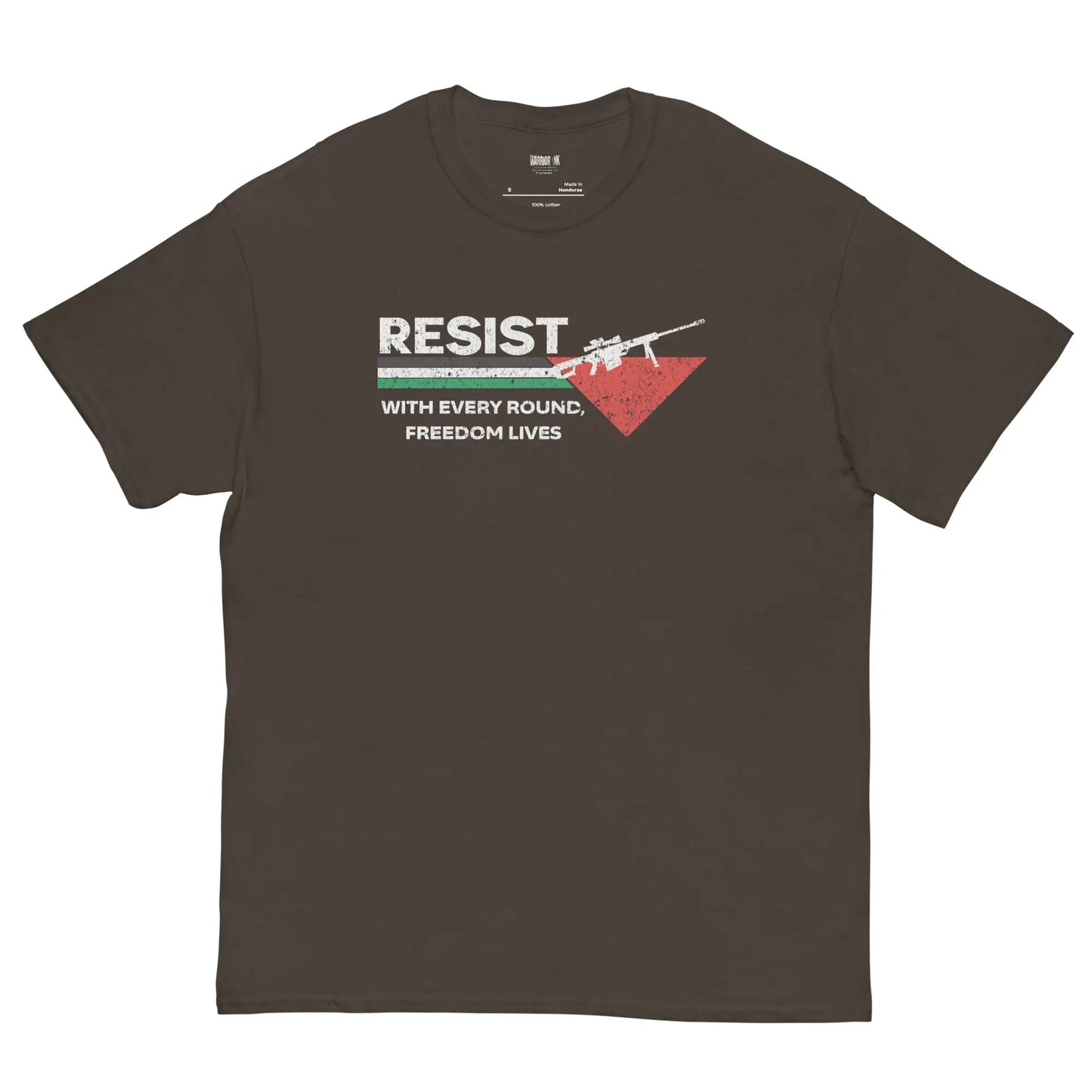 Palestinian resistance t-shirt – structured cotton tee with bold statement design, symbolizing strength and freedom.