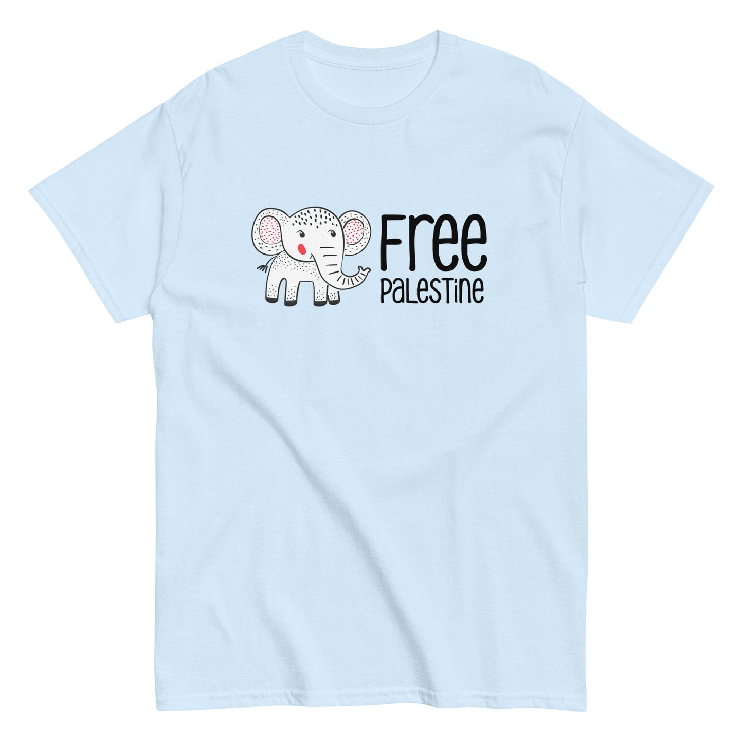 Free Palestine Elephant heavyweight tee with activist artwork by Warrior Ink Apparel