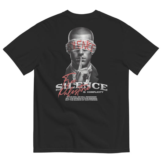 Silence is Complicity Palestine Heavyweight Tee by Warrior Ink Apparel