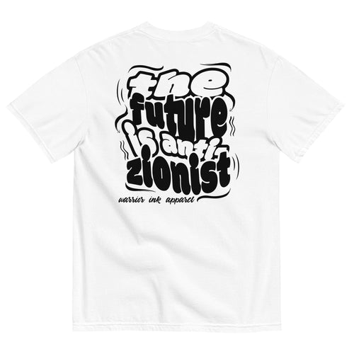 The Future is Anti-Zionist heavyweight tee with bold back print