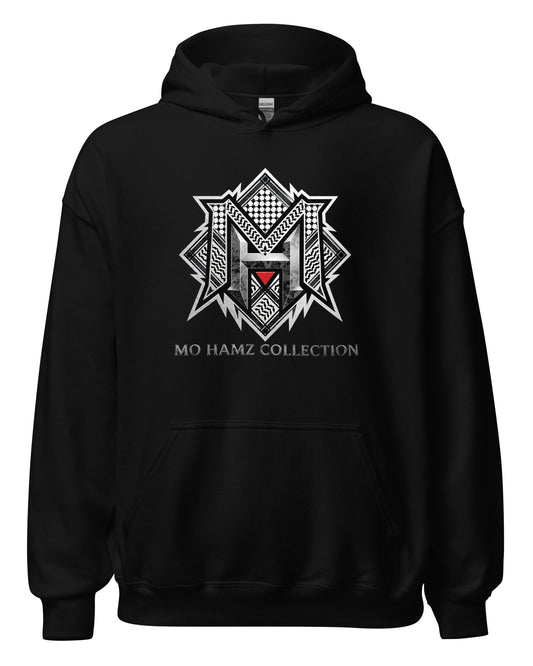 Front view of MO HAMZ CREST Palestine hoodie from the Mo Hamz Collection