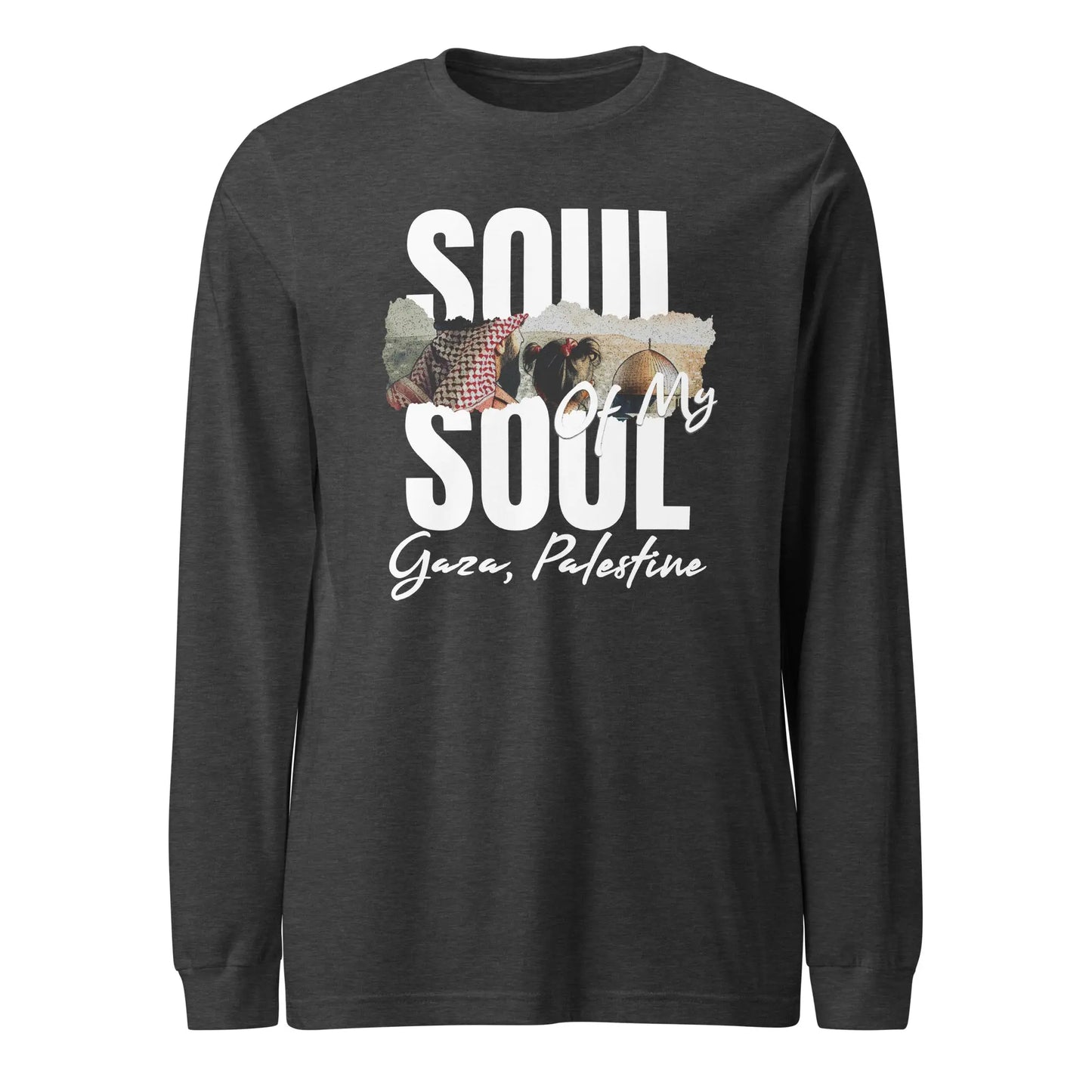 Soul of My Soul Long Sleeve Tee - Palestinian solidarity shirt with keffiyeh design and Gaza tribute