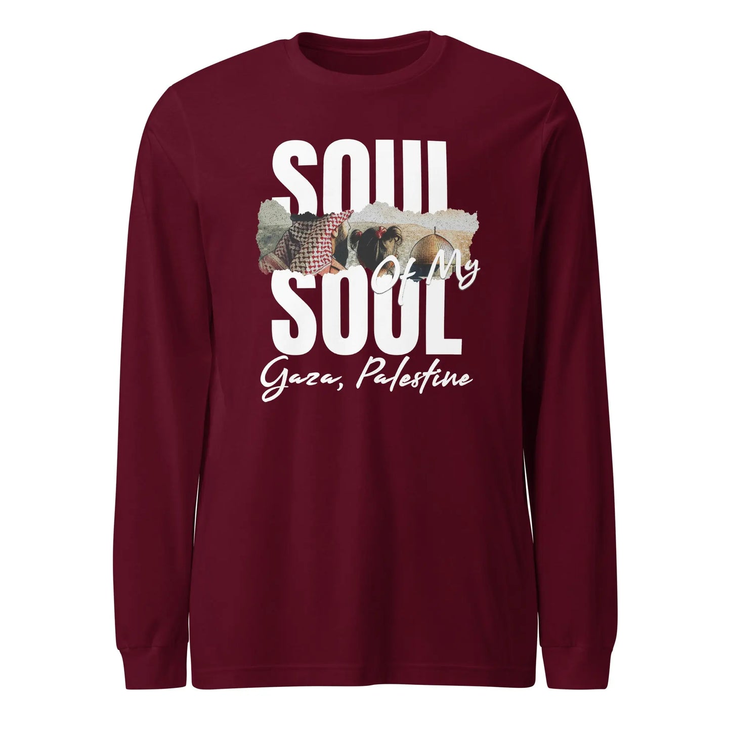 Soul of My Soul Long Sleeve Tee - Palestinian solidarity shirt with keffiyeh design and Gaza tribute