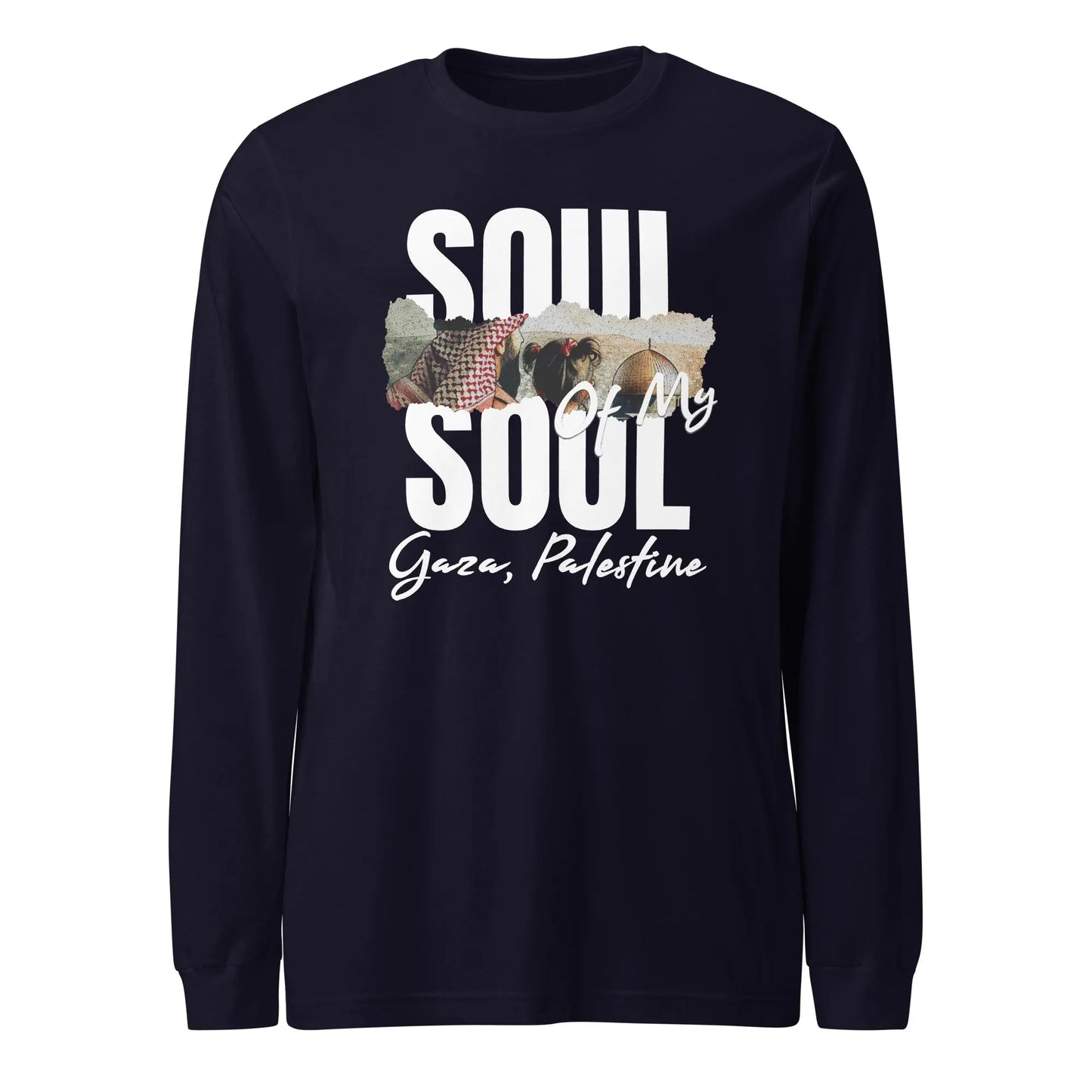 Soul of My Soul Long Sleeve Tee - Palestinian solidarity shirt with keffiyeh design and Gaza tribute