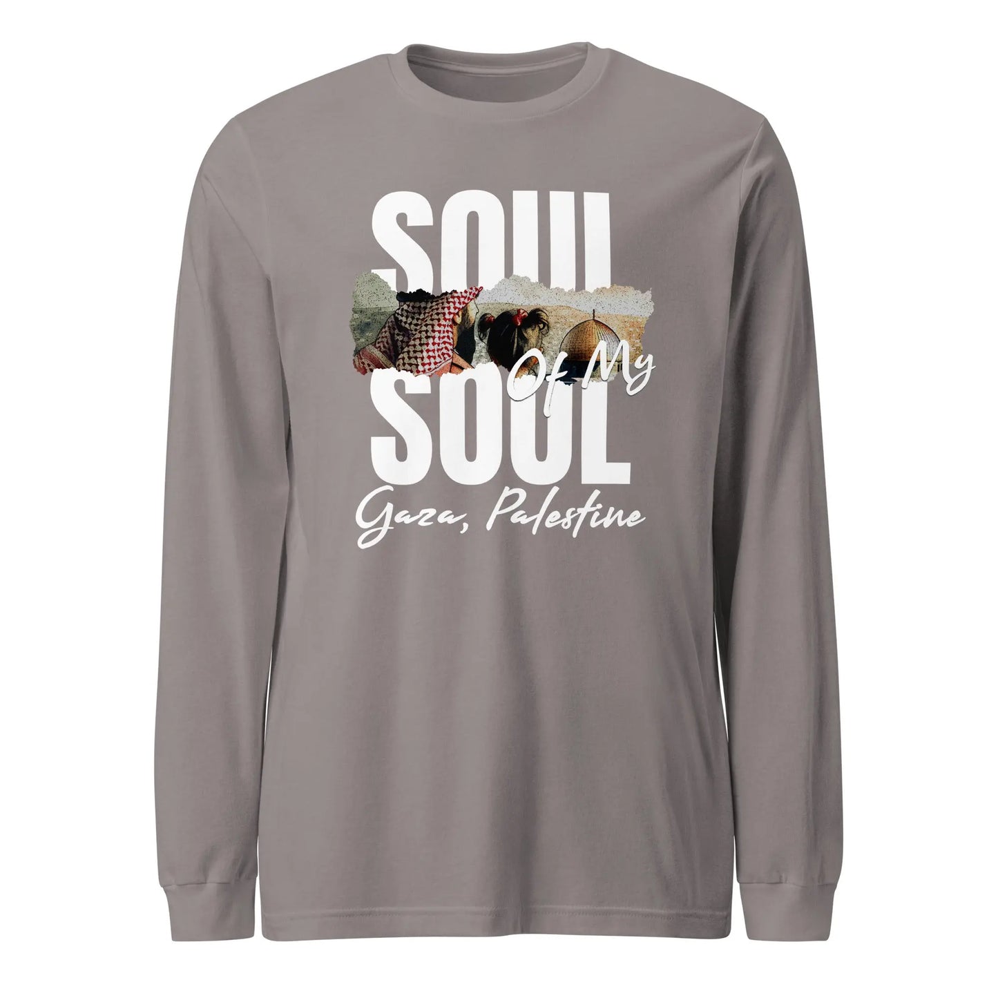 Soul of My Soul Long Sleeve Tee - Palestinian solidarity shirt with keffiyeh design and Gaza tribute