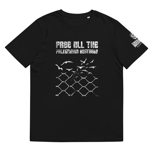 Free all the palestinian hostages shirt with broken fence and birds graphic design
