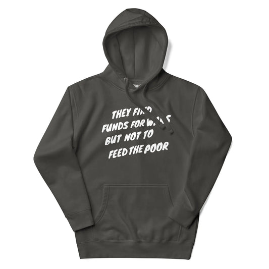 Comfortable hoodie with matching drawstrings, warm three-panel hood, and statement design.