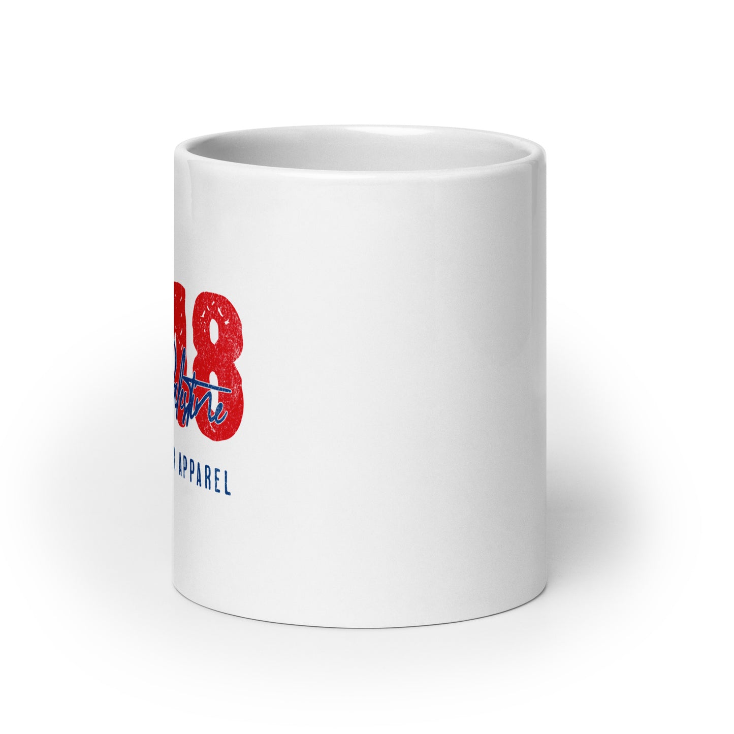 White ceramic mug with Palestine 1948 distressed red design by Warrior Ink Apparel