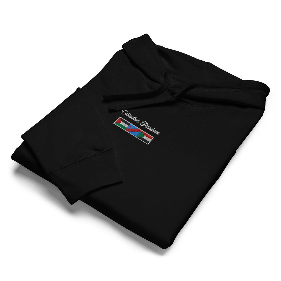 Collective Freedom Hoodie featuring Palestine, Congo, and Sudan flags by Warrior Ink Apparel