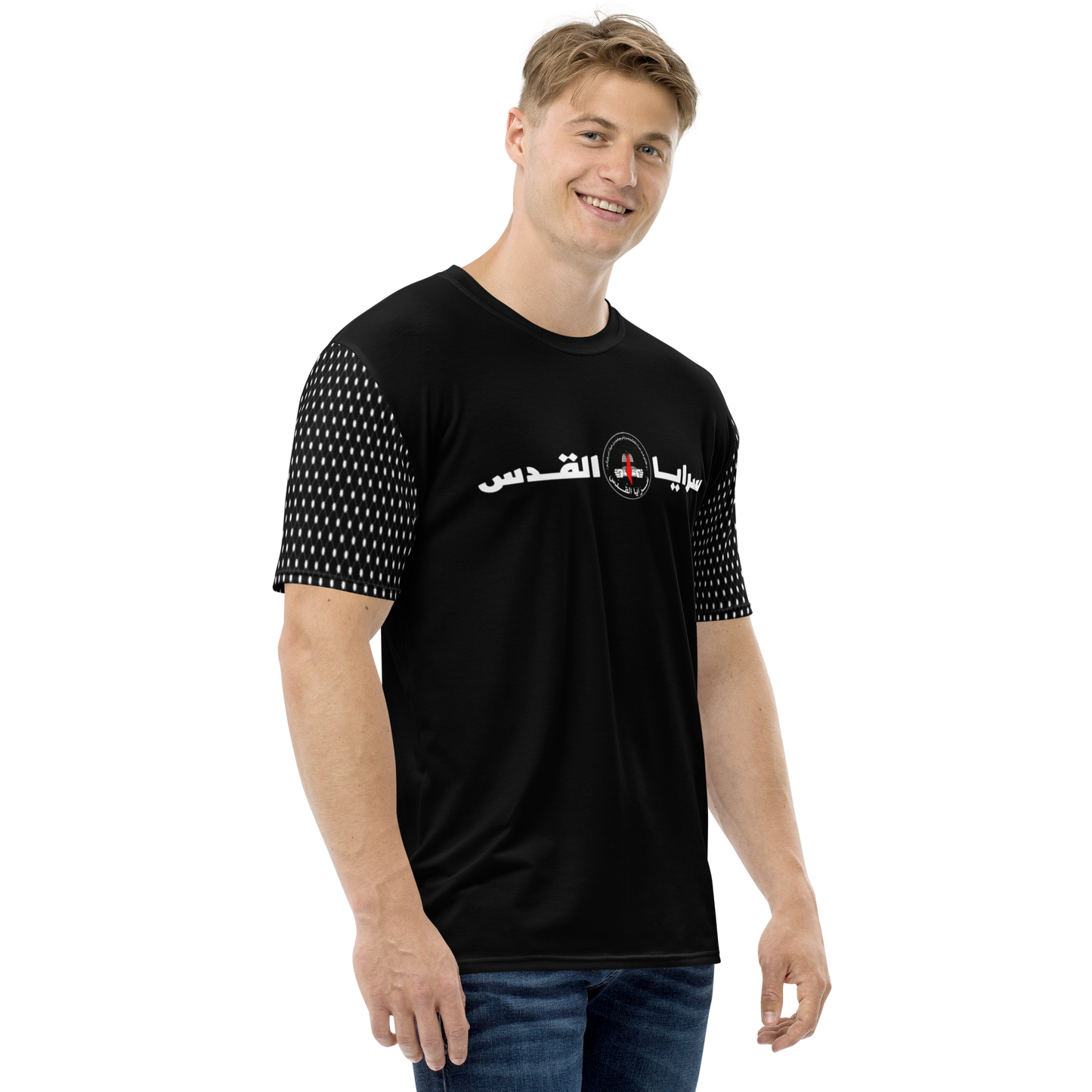 Saraya Brigade Black & White Men’s Tee - Palestine