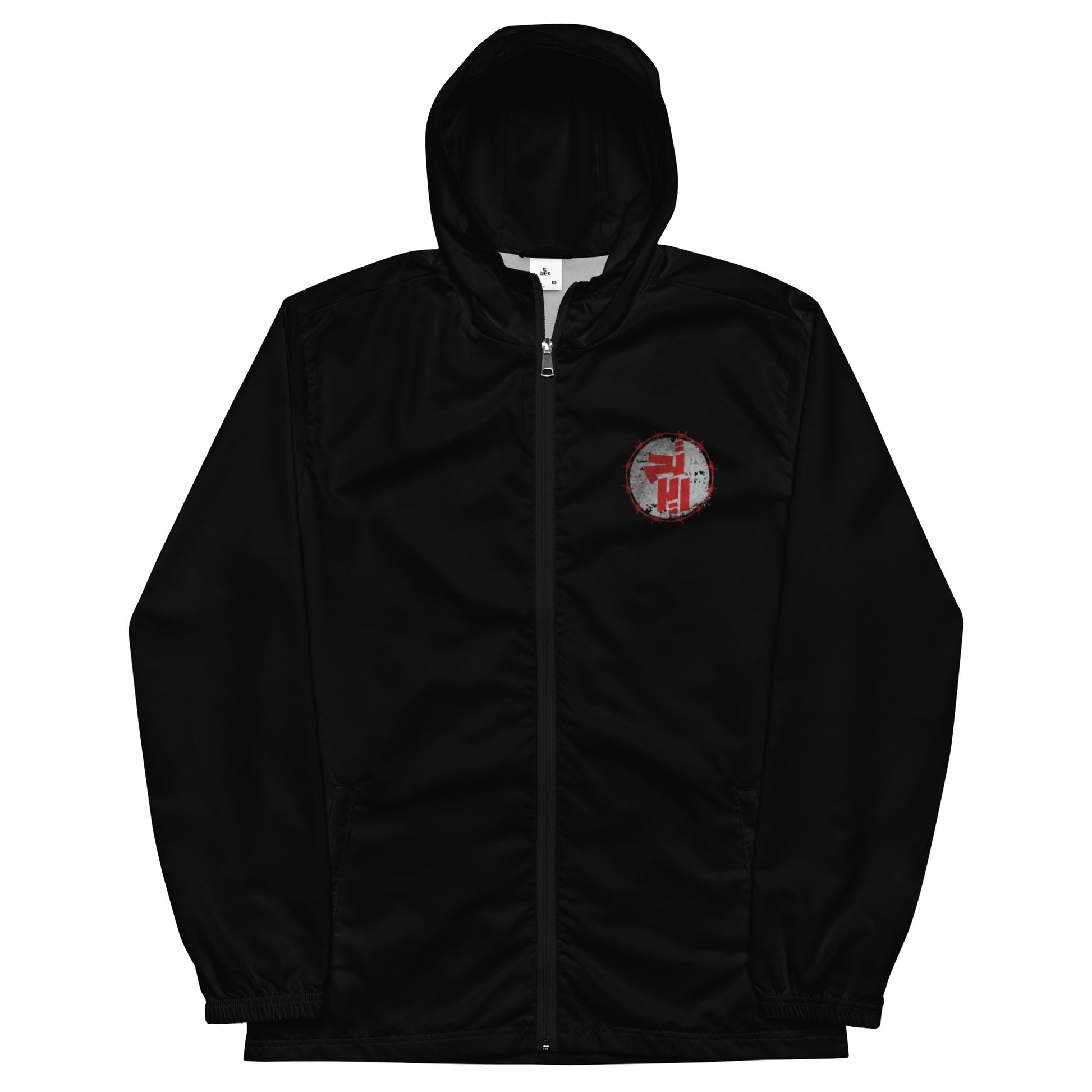 Black Liberation of Palestine windbreaker jacket with bold back design and hood