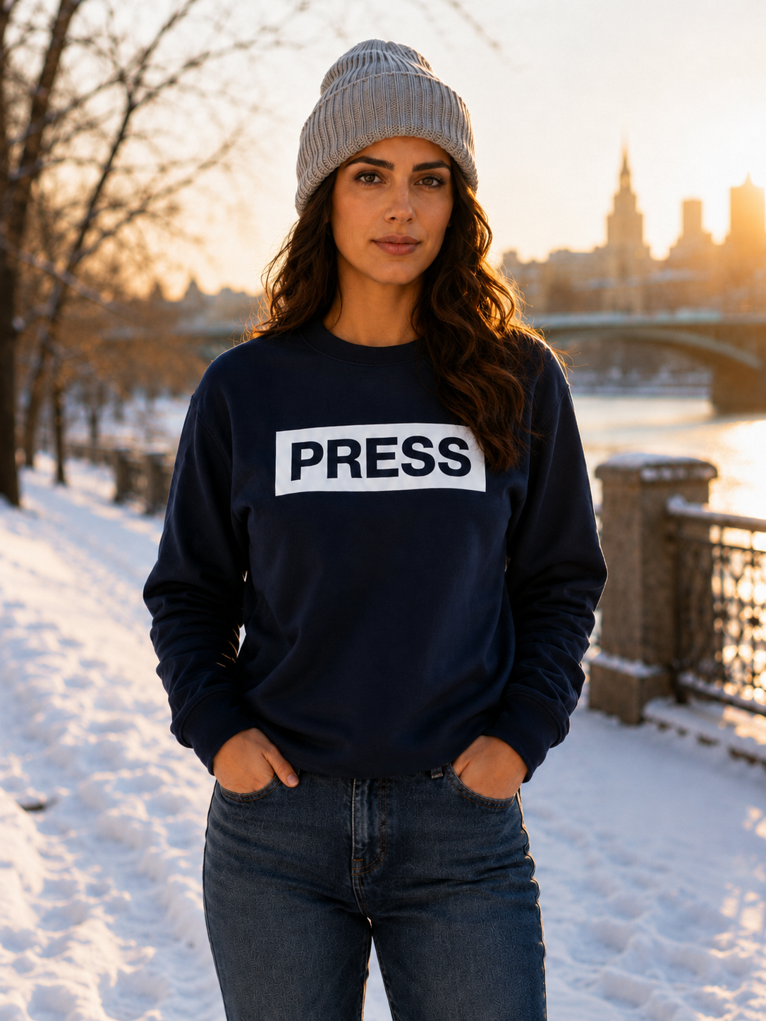 PRESS Crewneck – Palestine journalist sweatshirt by Warrior Ink Apparel