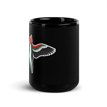 Side view of FREEDOM WINGS Palestine ceramic mug with wing artwork