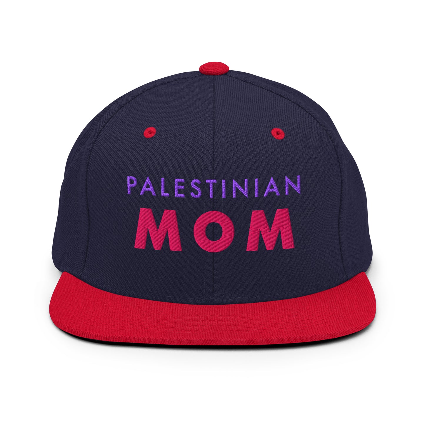 Front view of PALESTINIAN MOM Palestine flat brim snapback cap