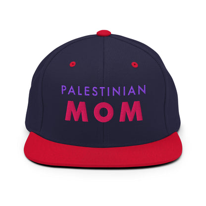 Front view of PALESTINIAN MOM Palestine flat brim snapback cap