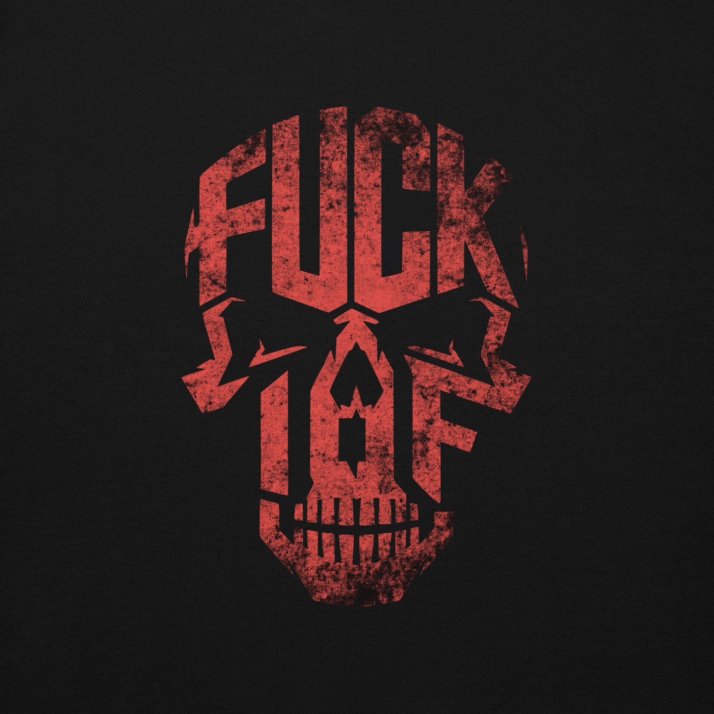 Black hoodie with red distressed F*** the IOF skull design by Warrior Ink Apparel