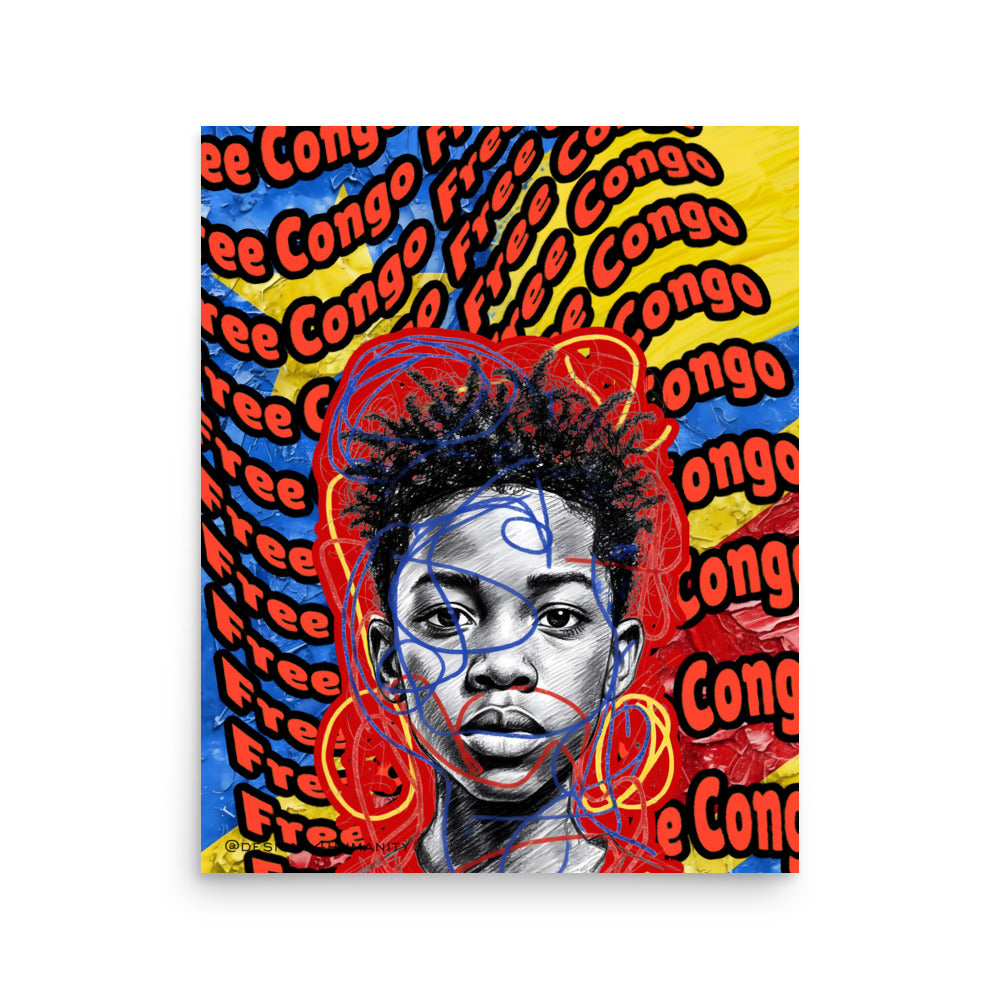 Congo solidarity poster featuring original Designs 4 Humanity activist artwork