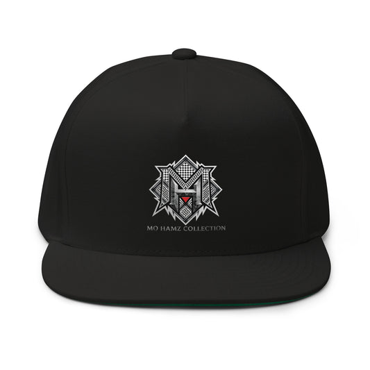 MO HAMZ CREST Palestine Flat Bill Cap with premium DTF print by Warrior Ink Apparel