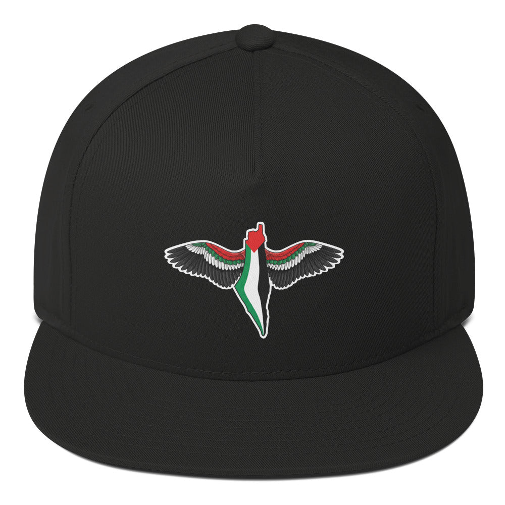 FREEDOM WINGS Palestine Flat Bill Cap with premium DTF print by Warrior Ink Apparel