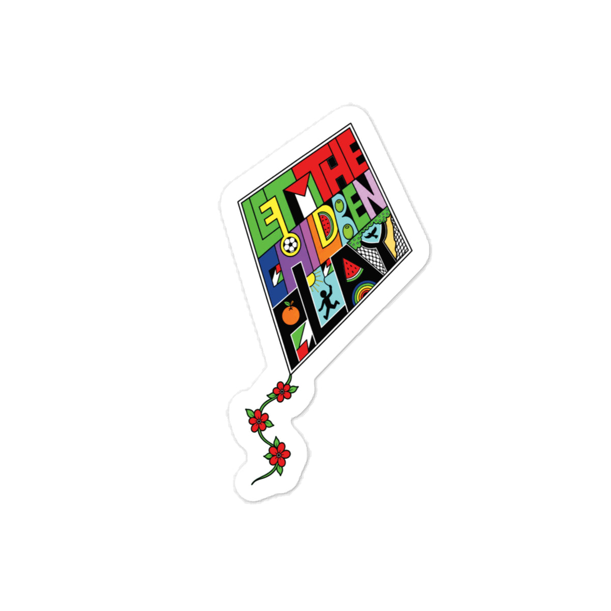 LET THE CHILDREN PLAY Palestine kite sticker by Warrior Ink