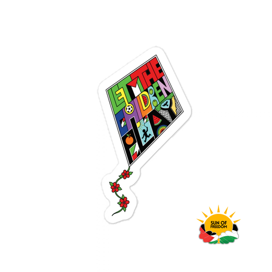LET THE CHILDREN PLAY Palestine kite sticker by Warrior Ink