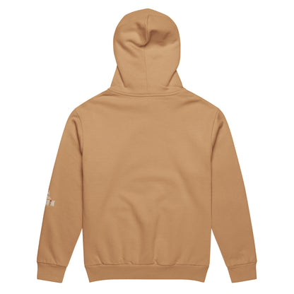 Heavyweight oversized hoodie with bold varsity-style PALESTINE text by Warrior Ink Apparel