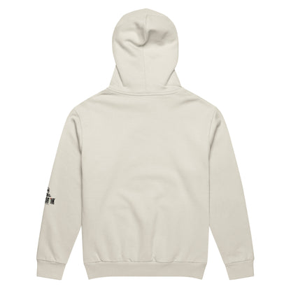 Heavyweight oversized hoodie with bold varsity-style PALESTINE text by Warrior Ink Apparel